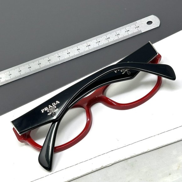 PRADA VPR13Q Eyeglasses in color SMN 1O1 Eyeglasses Frames Italy Red Black 52 mm - Picture 12 of 14